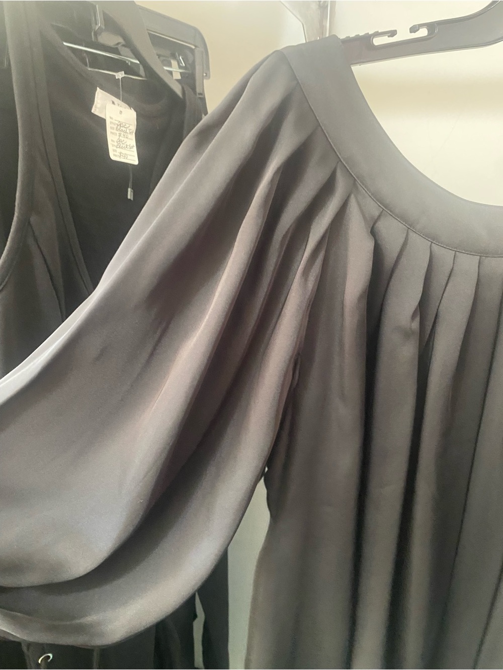 Women's Black Pleated Sleeve Dress